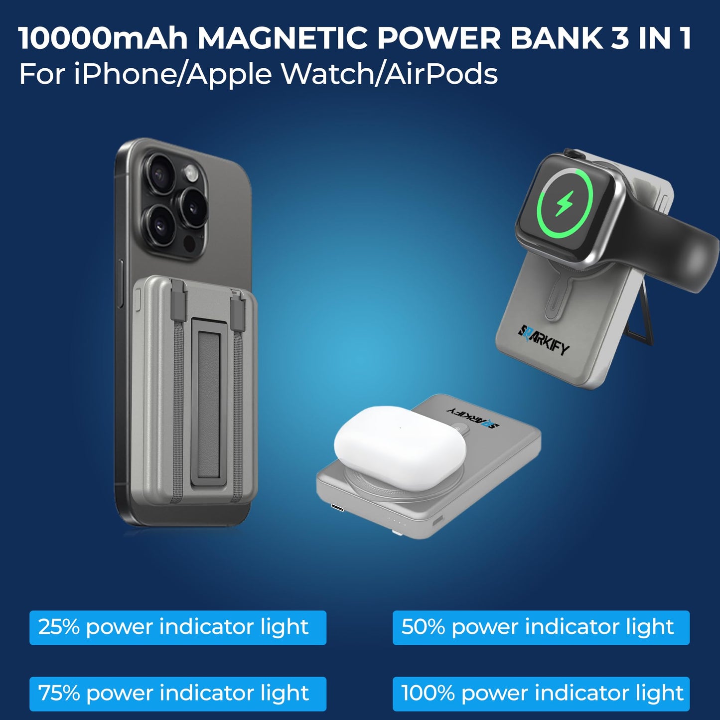 SPARKIFY 10,000mAh Magnetic Wireless Power Bank