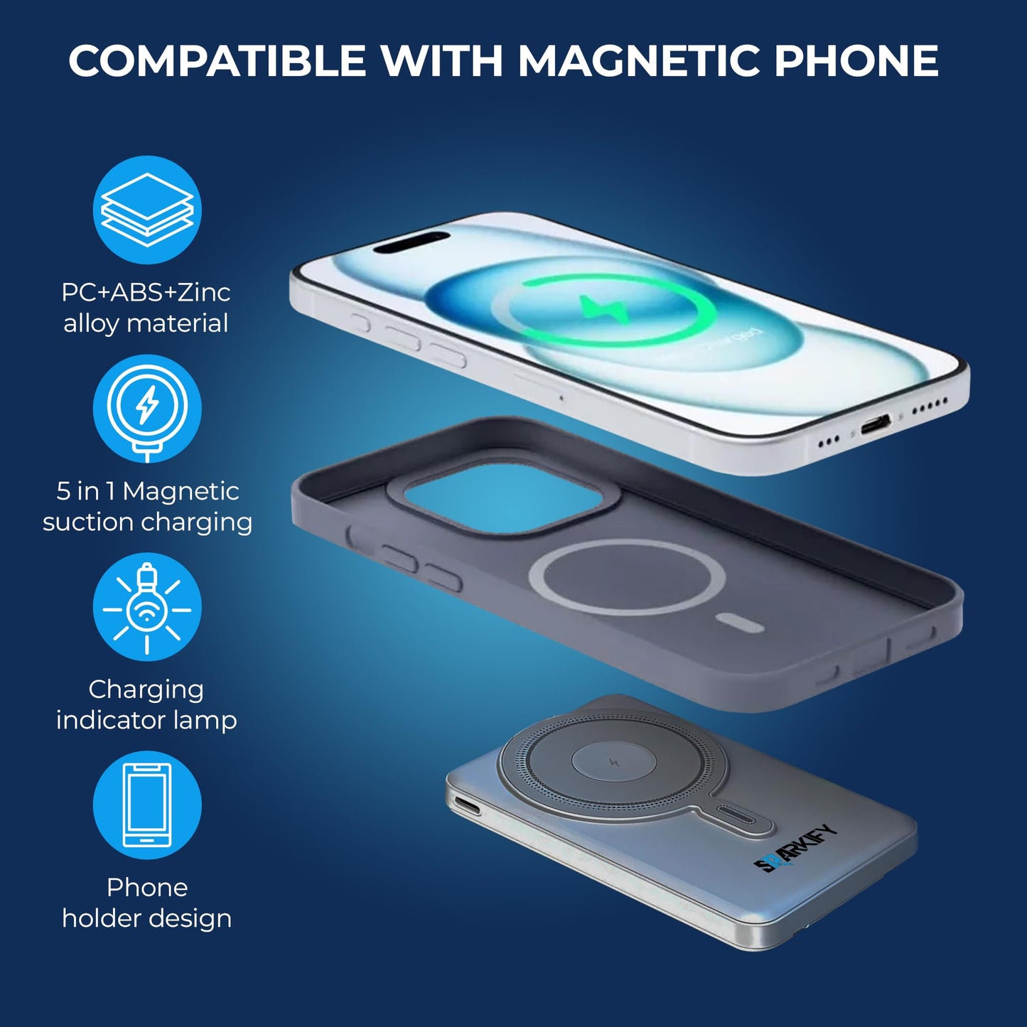 SPARKIFY 10,000mAh Magnetic Wireless Power Bank