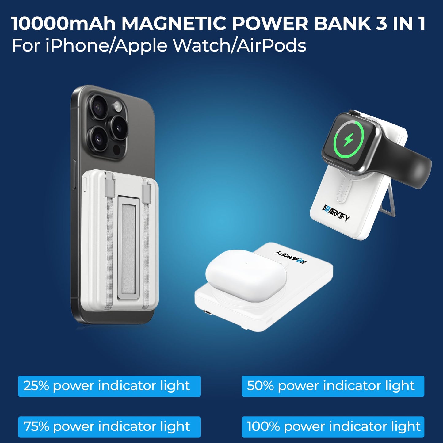 SPARKIFY 10,000mAh Magnetic Wireless Power Bank