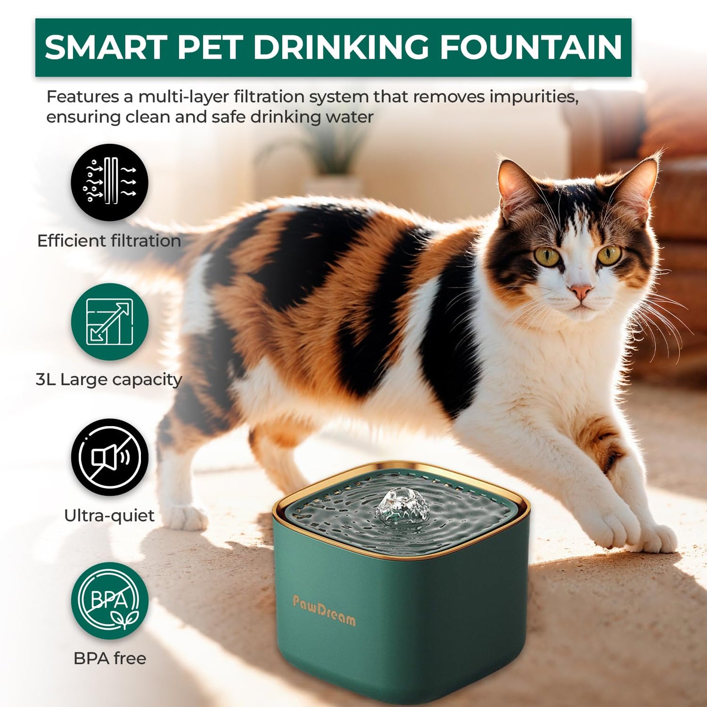 PawDream 3L Smart Pet Water Fountain
