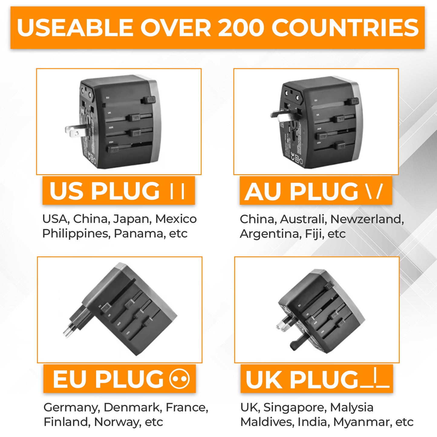 SPARKIFY Universal Travel Adapter with 3 USB & USB-C Ports