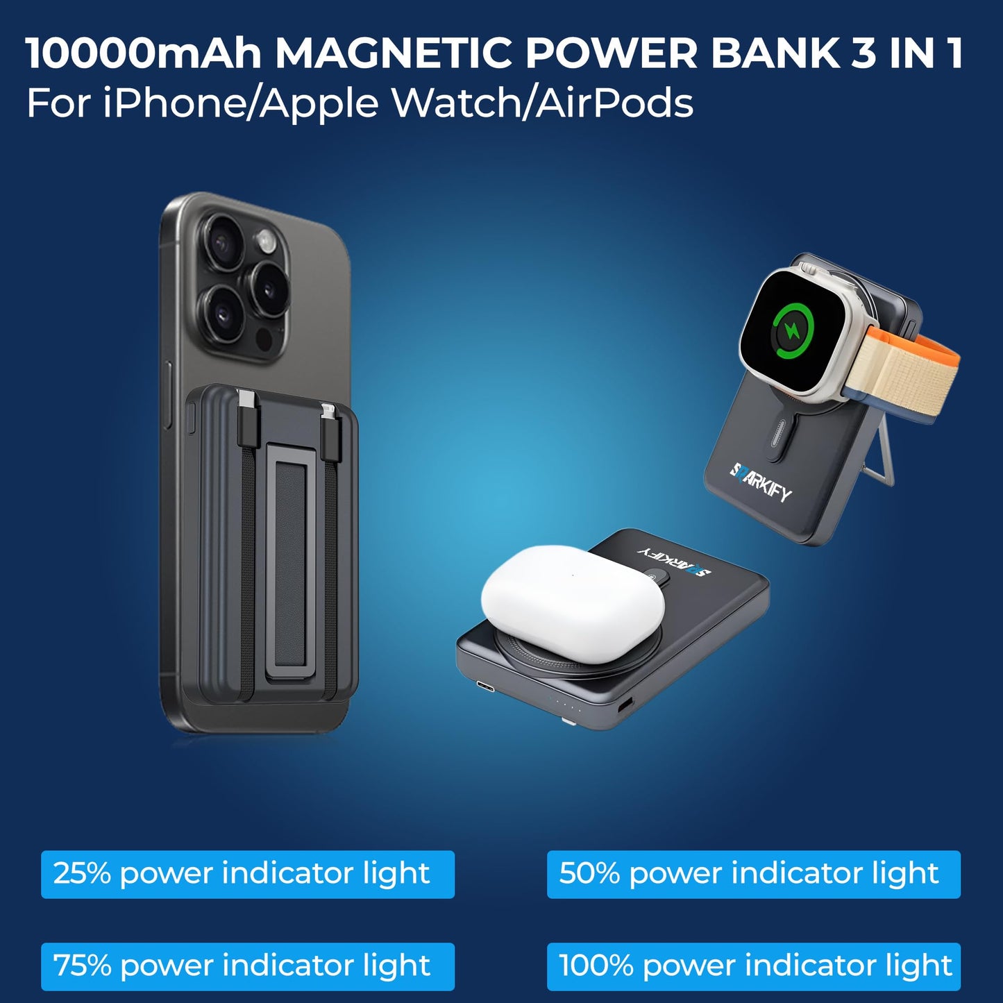 SPARKIFY 10,000mAh Magnetic Wireless Power Bank