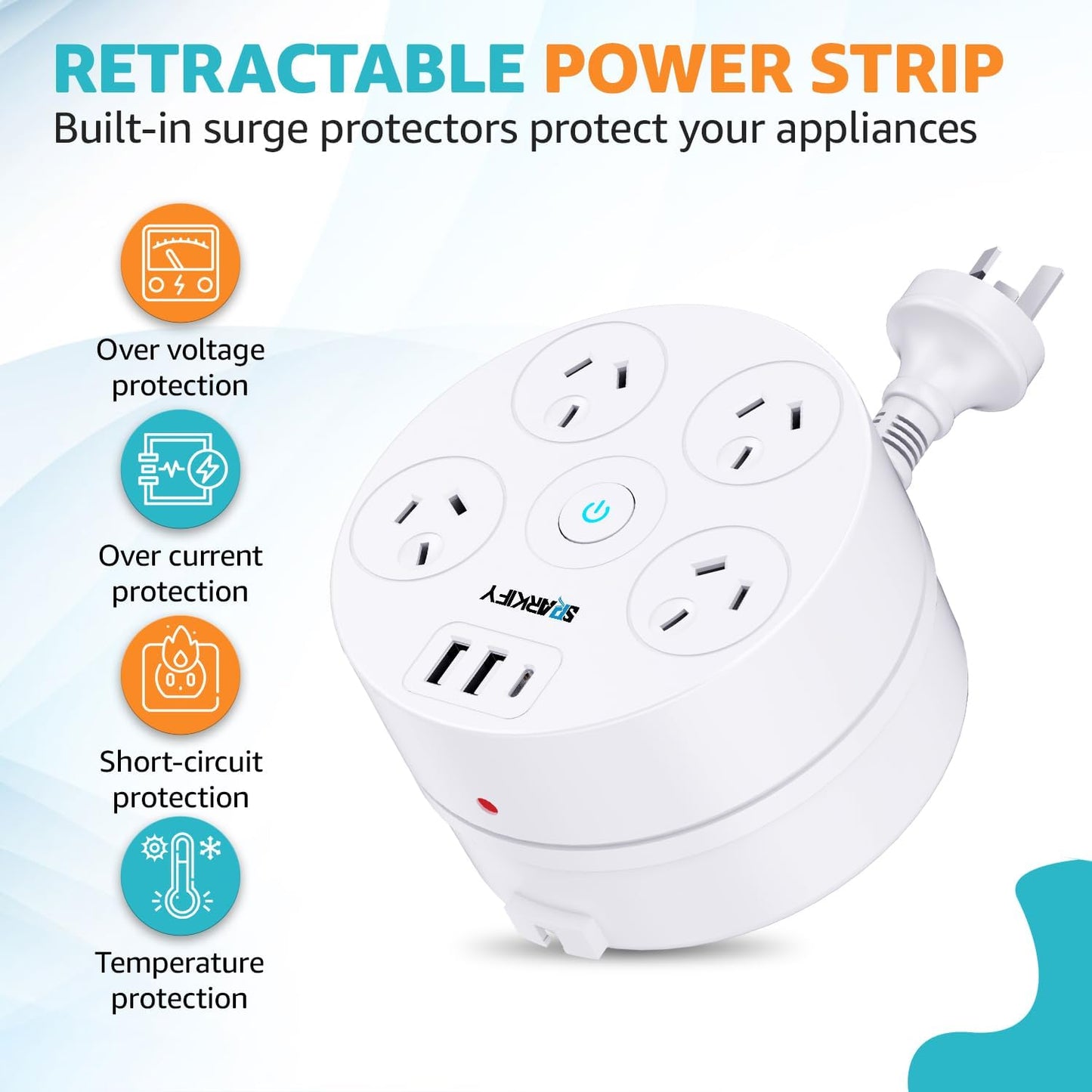 SPARKIFY Surge Protector Power Board with USB-C