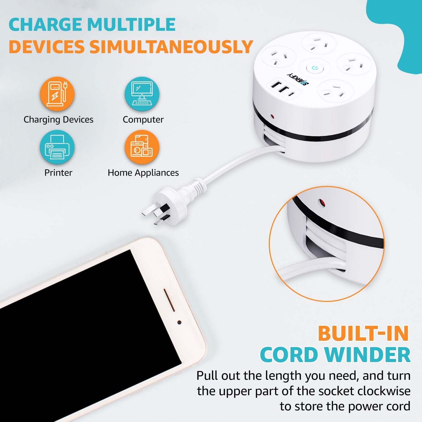 SPARKIFY Surge Protector Power Board with USB-C